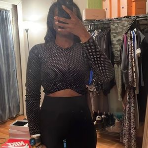 H&M glittery knot tie crop top